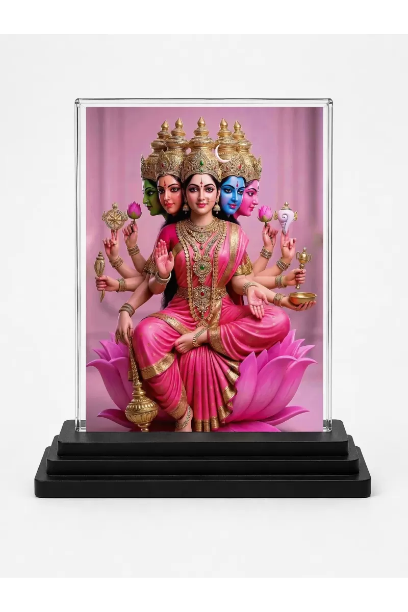 Mahadev Acrylic Car Dashboard Showpiece | Double-Sided Mahadev Photo Stand | 3 X 4 Inch Photo | Transparent Acrylic Frame With Black Base | Car Dashboard, Office & Table Decor (F70482)