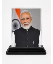Modi Acrylic Car Dashboard Showpiece | Double-Sided Modi Photo Stand | 3 X 4 Inch Photo | Transparent Acrylic Frame With Black Base | Car Dashboard, Office & Table Decor (F70487)