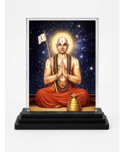 Lord Rama Acrylic Car Dashboard Showpiece | Double-Sided Lord Rama Photo Stand | 3 X 4 Inch Photo | Transparent Acrylic Frame With Black Base | Car Dashboard, Office & Table Decor (F70491)