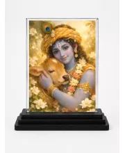 Hindu Deity Acrylic Car Dashboard Showpiece | Double-Sided Hindu Deity Photo Stand | 3 X 4 Inch Photo | Transparent Acrylic Frame With Black Base | Car Dashboard, Office & Table Decor (F70492)