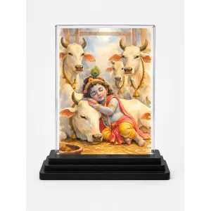 Bal Krishna Acrylic Car Dashboard Showpiece | Double-Sided Bal Krishna Photo Stand | 3 X 4 Inch Photo | Transparent Acrylic Frame With Black Base | Car Dashboard, Office & Table Decor (F70494) Bal Krishna Acrylic Car Dashboard Showpiece | Double-Sided Bal Krishna Photo Stand | 3 X 4 Inch Photo | Transparent Acrylic Frame With Black Base | Car Dashboard, Office & Table Decor (F70494)