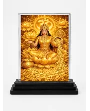 Hindu Goddess Acrylic Car Dashboard Showpiece | Double-Sided Hindu Goddess Photo Stand | 3 X 4 Inch Photo | Transparent Acrylic Frame With Black Base | Car Dashboard, Office & Table Decor (F70496)