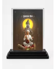 Sant Tukaram Acrylic Car Dashboard Showpiece | Double-Sided Sant Tukaram Photo Stand | 3 X 4 Inch Photo | Transparent Acrylic Frame With Black Base | Car Dashboard, Office & Table Decor (F70497)