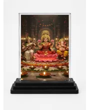 Hindu Deity Acrylic Car Dashboard Showpiece | Double-Sided Hindu Deity Photo Stand | 3 X 4 Inch Photo | Transparent Acrylic Frame With Black Base | Car Dashboard, Office & Table Decor (F70500)