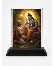 Lord Rama Acrylic Car Dashboard Showpiece | Double-Sided Lord Rama Photo Stand | 3 X 4 Inch Photo | Transparent Acrylic Frame With Black Base | Car Dashboard, Office & Table Decor (F70501)