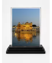 Hindu Deity Acrylic Car Dashboard Showpiece | Double-Sided Hindu Deity Photo Stand | 3 X 4 Inch Photo | Transparent Acrylic Frame With Black Base | Car Dashboard, Office & Table Decor (F70503)