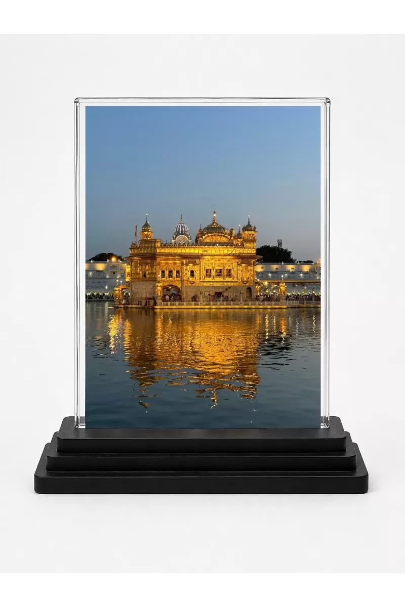 Hindu Deity Acrylic Car Dashboard Showpiece | Double-Sided Hindu Deity Photo Stand | 3 X 4 Inch Photo | Transparent Acrylic Frame With Black Base | Car Dashboard, Office & Table Decor (F70503)