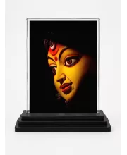 Maa Kali Acrylic Car Dashboard Showpiece | Double-Sided Maa Kali Photo Stand | 3 X 4 Inch Photo | Transparent Acrylic Frame With Black Base | Car Dashboard, Office & Table Decor (F70505)