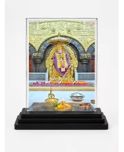 Lord Ganesha Acrylic Car Dashboard Showpiece | Double-Sided Lord Ganesha Photo Stand | 3 X 4 Inch Photo | Transparent Acrylic Frame With Black Base | Car Dashboard, Office & Table Decor (F70506)