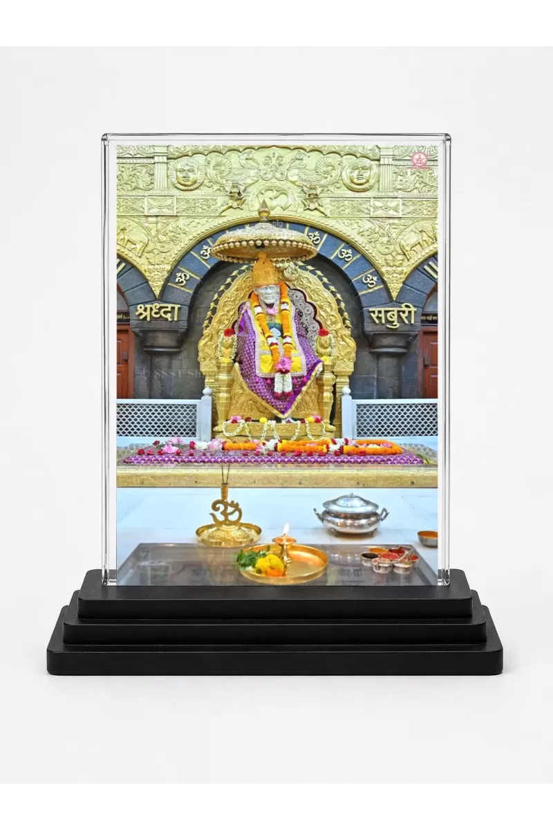 Lord Ganesha Acrylic Car Dashboard Showpiece | Double-Sided Lord Ganesha Photo Stand | 3 X 4 Inch Photo | Transparent Acrylic Frame With Black Base | Car Dashboard, Office & Table Decor (F70506)