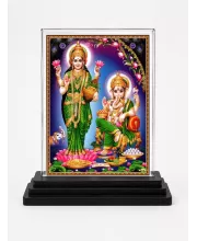 Lord Ganesha Acrylic Car Dashboard Showpiece | Double-Sided Lord Ganesha Photo Stand | 3 X 4 Inch Photo | Transparent Acrylic Frame With Black Base | Car Dashboard, Office & Table Decor (F70508)