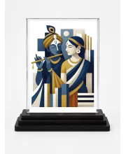 Krishna Acrylic Car Dashboard Showpiece | Double-Sided Krishna Photo Stand | 3 X 4 Inch Photo | Transparent Acrylic Frame With Black Base | Car Dashboard, Office & Table Decor (F70510)