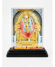 Sai Baba Of Shirdi Acrylic Car Dashboard Showpiece | Double-Sided Sai Baba Of Shirdi Photo Stand | 3 X 4 Inch Photo | Transparent Acrylic Frame With Black Base | Car Dashboard, Office & Table Decor (F70511)
