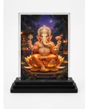 Lord Ganesha Acrylic Car Dashboard Showpiece | Double-Sided Lord Ganesha Photo Stand | 3 X 4 Inch Photo | Transparent Acrylic Frame With Black Base | Car Dashboard, Office & Table Decor (F70512)