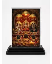 Vaishno Devi Acrylic Car Dashboard Showpiece | Double-Sided Vaishno Devi Photo Stand | 3 X 4 Inch Photo | Transparent Acrylic Frame With Black Base | Car Dashboard, Office & Table Decor (F70513)