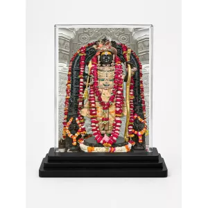Ram Lalla Acrylic Car Dashboard Showpiece | Double-Sided Ram Lalla Photo Stand | 3 X 4 Inch Photo | Transparent Acrylic Frame With Black Base | Car Dashboard, Office & Table Decor (F70515)