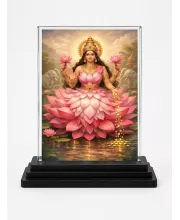 Hindu Deity Acrylic Car Dashboard Showpiece | Double-Sided Hindu Deity Photo Stand | 3 X 4 Inch Photo | Transparent Acrylic Frame With Black Base | Car Dashboard, Office & Table Decor (F70518)