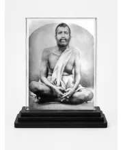 Krishna Acrylic Car Dashboard Showpiece | Double-Sided Krishna Photo Stand | 3 X 4 Inch Photo | Transparent Acrylic Frame With Black Base | Car Dashboard, Office & Table Decor (F70521)