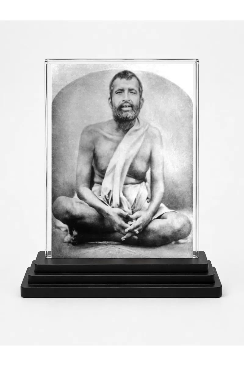 Krishna Acrylic Car Dashboard Showpiece | Double-Sided Krishna Photo Stand | 3 X 4 Inch Photo | Transparent Acrylic Frame With Black Base | Car Dashboard, Office & Table Decor (F70521)