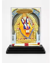Sai Baba Of Shirdi Acrylic Car Dashboard Showpiece | Double-Sided Sai Baba Of Shirdi Photo Stand | 3 X 4 Inch Photo | Transparent Acrylic Frame With Black Base | Car Dashboard, Office & Table Decor (F70523)