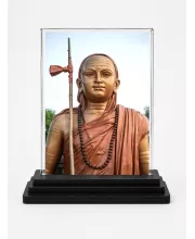 Acharya Kundakunda Acrylic Car Dashboard Showpiece | Double-Sided Acharya Kundakunda Photo Stand | 3 X 4 Inch Photo | Transparent Acrylic Frame With Black Base | Car Dashboard, Office & Table Decor (F70526)
