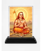 Bal Krishna Acrylic Car Dashboard Showpiece | Double-Sided Bal Krishna Photo Stand | 3 X 4 Inch Photo | Transparent Acrylic Frame With Black Base | Car Dashboard, Office & Table Decor (F70531)