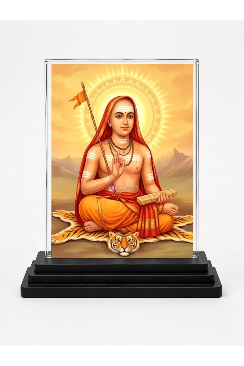 Bal Krishna Acrylic Car Dashboard Showpiece | Double-Sided Bal Krishna Photo Stand | 3 X 4 Inch Photo | Transparent Acrylic Frame With Black Base | Car Dashboard, Office & Table Decor (F70531)
