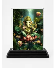 Hindu Deity Acrylic Car Dashboard Showpiece | Double-Sided Hindu Deity Photo Stand | 3 X 4 Inch Photo | Transparent Acrylic Frame With Black Base | Car Dashboard, Office & Table Decor (F70532)
