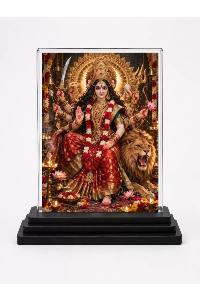 Lord Shiva Acrylic Car Dashboard Showpiece | Double-Sided Lord Shiva Photo Stand | 3 X 4 Inch Photo | Transparent Acrylic Frame With Black Base | Car Dashboard, Office & Table Decor (F70533)