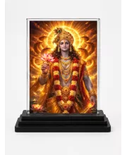 Krishna Acrylic Car Dashboard Showpiece | Double-Sided Krishna Photo Stand | 3 X 4 Inch Photo | Transparent Acrylic Frame With Black Base | Car Dashboard, Office & Table Decor (F70534)