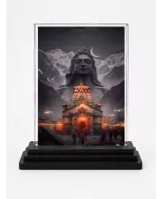 Hindu Deity Acrylic Car Dashboard Showpiece | Double-Sided Hindu Deity Photo Stand | 3 X 4 Inch Photo | Transparent Acrylic Frame With Black Base | Car Dashboard, Office & Table Decor (F70538)