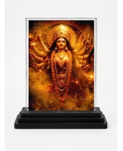 Hindu Deity Acrylic Car Dashboard Showpiece | Double-Sided Hindu Deity Photo Stand | 3 X 4 Inch Photo | Transparent Acrylic Frame With Black Base | Car Dashboard, Office & Table Decor (F70545)