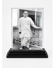 Netaji Acrylic Car Dashboard Showpiece | Double-Sided Netaji Photo Stand | 3 X 4 Inch Photo | Transparent Acrylic Frame With Black Base | Car Dashboard, Office & Table Decor (F70547)