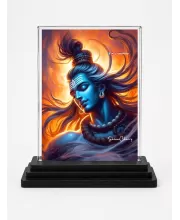 Lord Shiva Acrylic Car Dashboard Showpiece | Double-Sided Lord Shiva Photo Stand | 3 X 4 Inch Photo | Transparent Acrylic Frame With Black Base | Car Dashboard, Office & Table Decor (F70548)