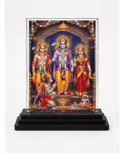Hindu Deity Acrylic Car Dashboard Showpiece | Double-Sided Hindu Deity Photo Stand | 3 X 4 Inch Photo | Transparent Acrylic Frame With Black Base | Car Dashboard, Office & Table Decor (F70550)