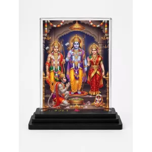 Hindu Deity Acrylic Car Dashboard Showpiece | Double-Sided Hindu Deity Photo Stand | 3 X 4 Inch Photo | Transparent Acrylic Frame With Black Base | Car Dashboard, Office & Table Decor (F70550)