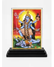 Maa Kali Acrylic Car Dashboard Showpiece | Double-Sided Maa Kali Photo Stand | 3 X 4 Inch Photo | Transparent Acrylic Frame With Black Base | Car Dashboard, Office & Table Decor (F70553)