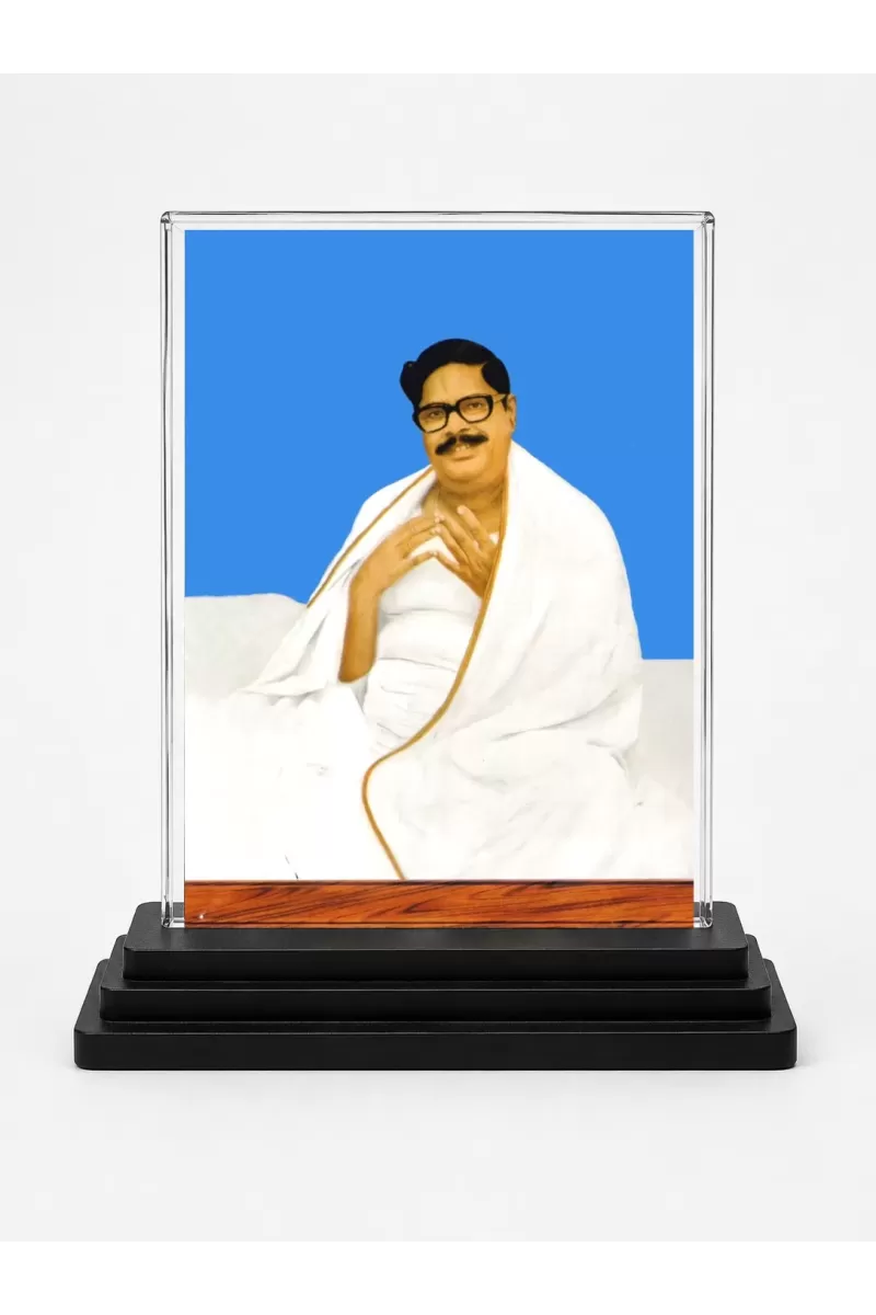 Thakur Anukul Acrylic Car Dashboard Showpiece | Double-Sided Thakur Anukul Photo Stand | 3 X 4 Inch Photo | Transparent Acrylic Frame With Black Base | Car Dashboard, Office & Table Decor (F70559)