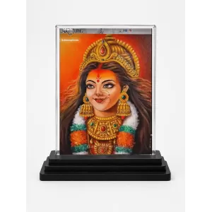 Hindu Deity Acrylic Car Dashboard Showpiece | Double-Sided Hindu Deity Photo Stand | 3 X 4 Inch Photo | Transparent Acrylic Frame With Black Base | Car Dashboard, Office & Table Decor (F70561)