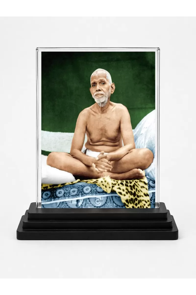 Lord Rama Acrylic Car Dashboard Showpiece | Double-Sided Lord Rama Photo Stand | 3 X 4 Inch Photo | Transparent Acrylic Frame With Black Base | Car Dashboard, Office & Table Decor (F70564)