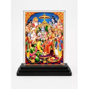 Lord Rama Acrylic Car Dashboard Showpiece | Double-Sided Lord Rama Photo Stand | 3 X 4 Inch Photo | Transparent Acrylic Frame With Black Base | Car Dashboard, Office & Table Decor (F70565)