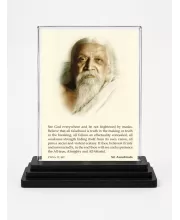 Sri Aurobindo Acrylic Car Dashboard Showpiece | Double-Sided Sri Aurobindo Photo Stand | 3 X 4 Inch Photo | Transparent Acrylic Frame With Black Base | Car Dashboard, Office & Table Decor (F70568)