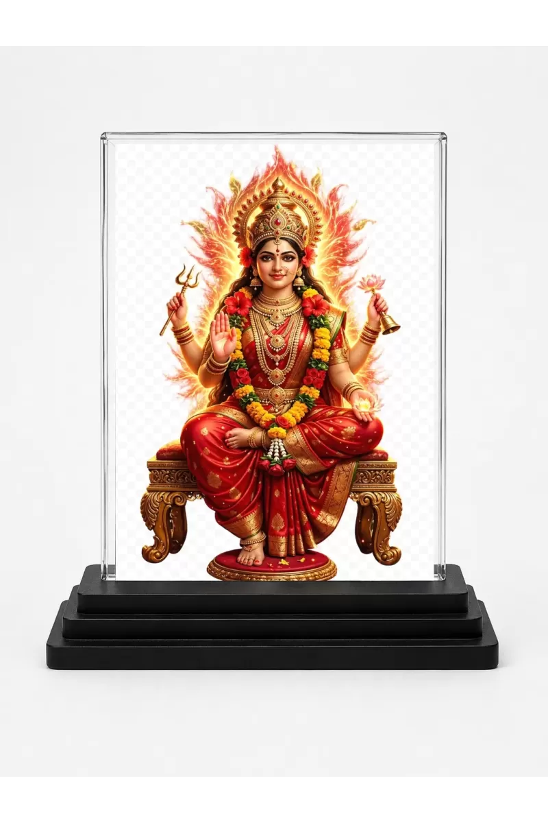 Lord Ganesha Acrylic Car Dashboard Showpiece | Double-Sided Lord Ganesha Photo Stand | 3 X 4 Inch Photo | Transparent Acrylic Frame With Black Base | Car Dashboard, Office & Table Decor (F70569)