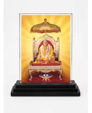 Jagadguru Kripalu Maharaj Acrylic Car Dashboard Showpiece | Double-Sided Jagadguru Kripalu Maharaj Photo Stand | 3 X 4 Inch Photo | Transparent Acrylic Frame With Black Base | Car Dashboard, Office & Table Decor (F70570)