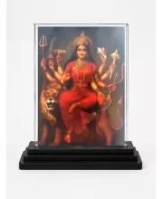 Hindu Deity Acrylic Car Dashboard Showpiece | Double-Sided Hindu Deity Photo Stand | 3 X 4 Inch Photo | Transparent Acrylic Frame With Black Base | Car Dashboard, Office & Table Decor (F70573)