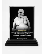 Railanga Swami Acrylic Car Dashboard Showpiece | Double-Sided Railanga Swami Photo Stand | 3 X 4 Inch Photo | Transparent Acrylic Frame With Black Base | Car Dashboard, Office & Table Decor (F70574)