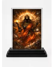 Hindu Deity Acrylic Car Dashboard Showpiece | Double-Sided Hindu Deity Photo Stand | 3 X 4 Inch Photo | Transparent Acrylic Frame With Black Base | Car Dashboard, Office & Table Decor (F70575)