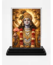 Hindu Deity Acrylic Car Dashboard Showpiece | Double-Sided Hindu Deity Photo Stand | 3 X 4 Inch Photo | Transparent Acrylic Frame With Black Base | Car Dashboard, Office & Table Decor (F70581)