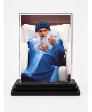 Osho Acrylic Car Dashboard Showpiece | Double-Sided Osho Photo Stand | 3 X 4 Inch Photo | Transparent Acrylic Frame With Black Base | Car Dashboard, Office & Table Decor (F70588)