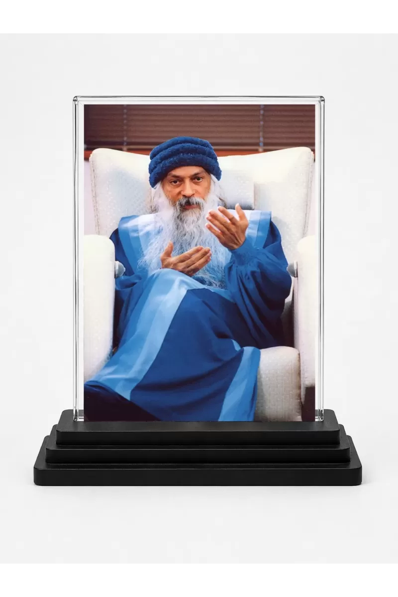 Osho Acrylic Car Dashboard Showpiece | Double-Sided Osho Photo Stand | 3 X 4 Inch Photo | Transparent Acrylic Frame With Black Base | Car Dashboard, Office & Table Decor (F70588)